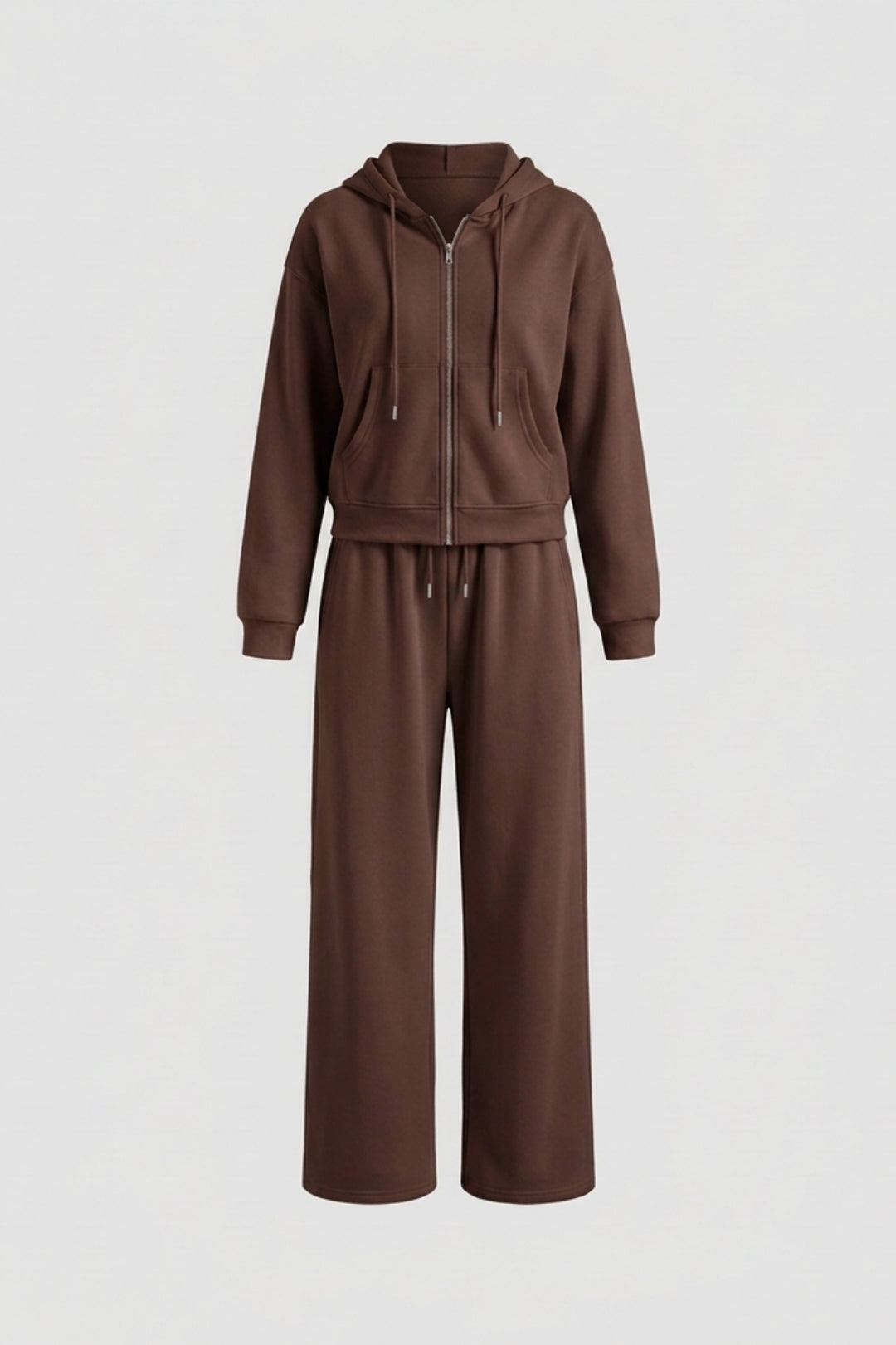 Women's Comfy 2 Piece Tracksuit | Zip Hoodie & Wide Leg Joggers