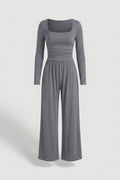Women's Matching Set | Square Neck Top | Black Co-Ord Set
