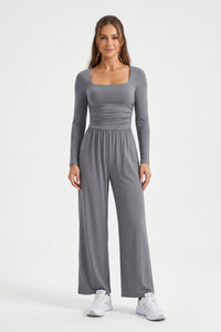 Women's Matching Set | Square Neck Top | Black Co-Ord Set