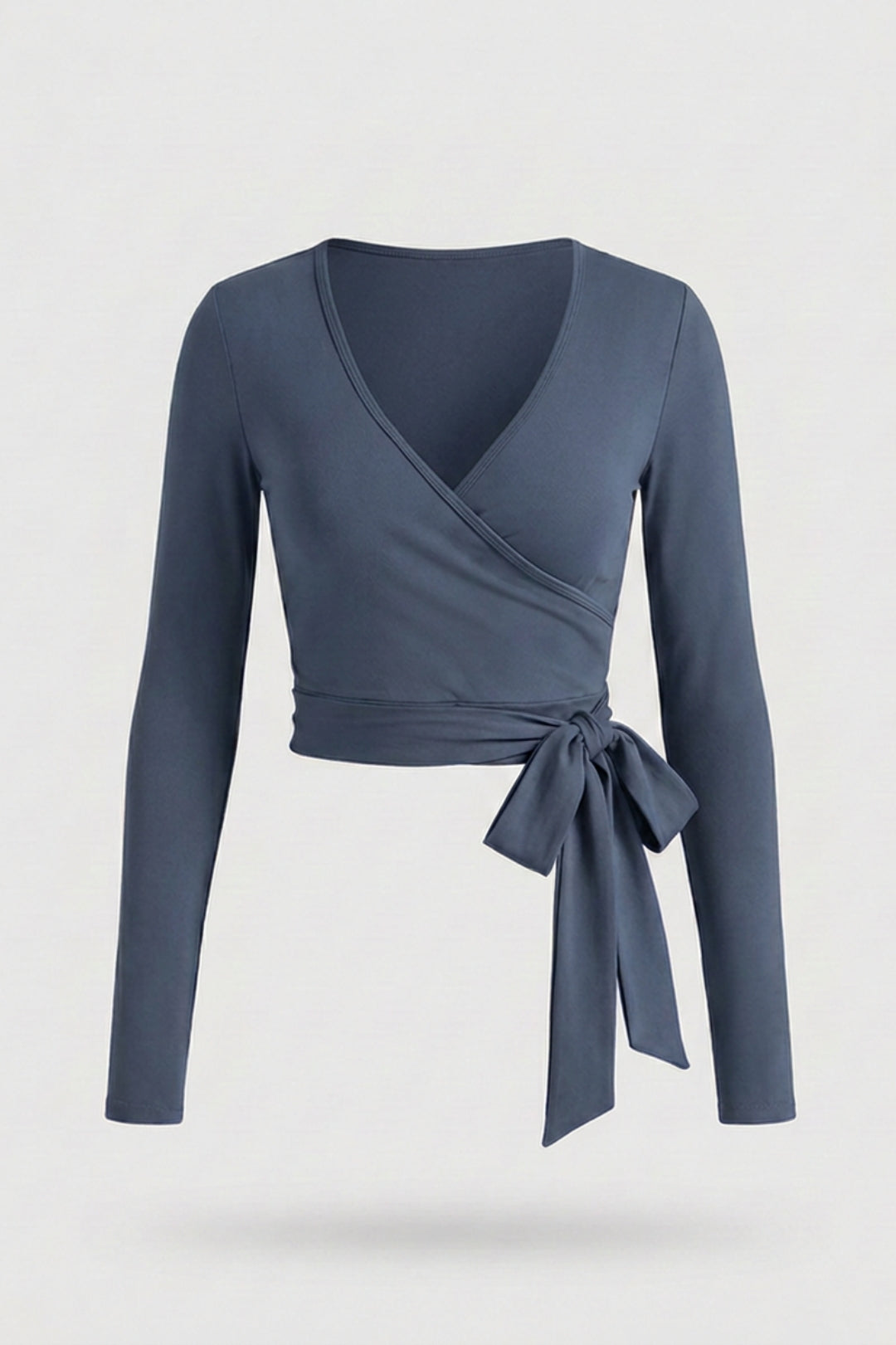 Dames Wikkel Top | Strikdetail | Cropped Long Sleeve Top