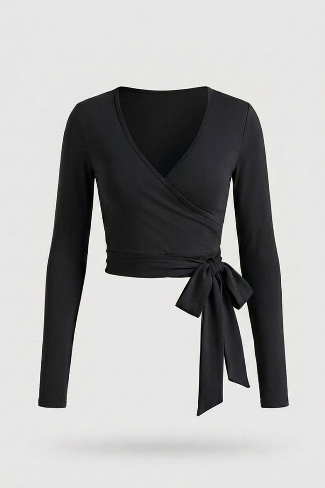 Dames Wikkel Top | Strikdetail | Cropped Long Sleeve Top
