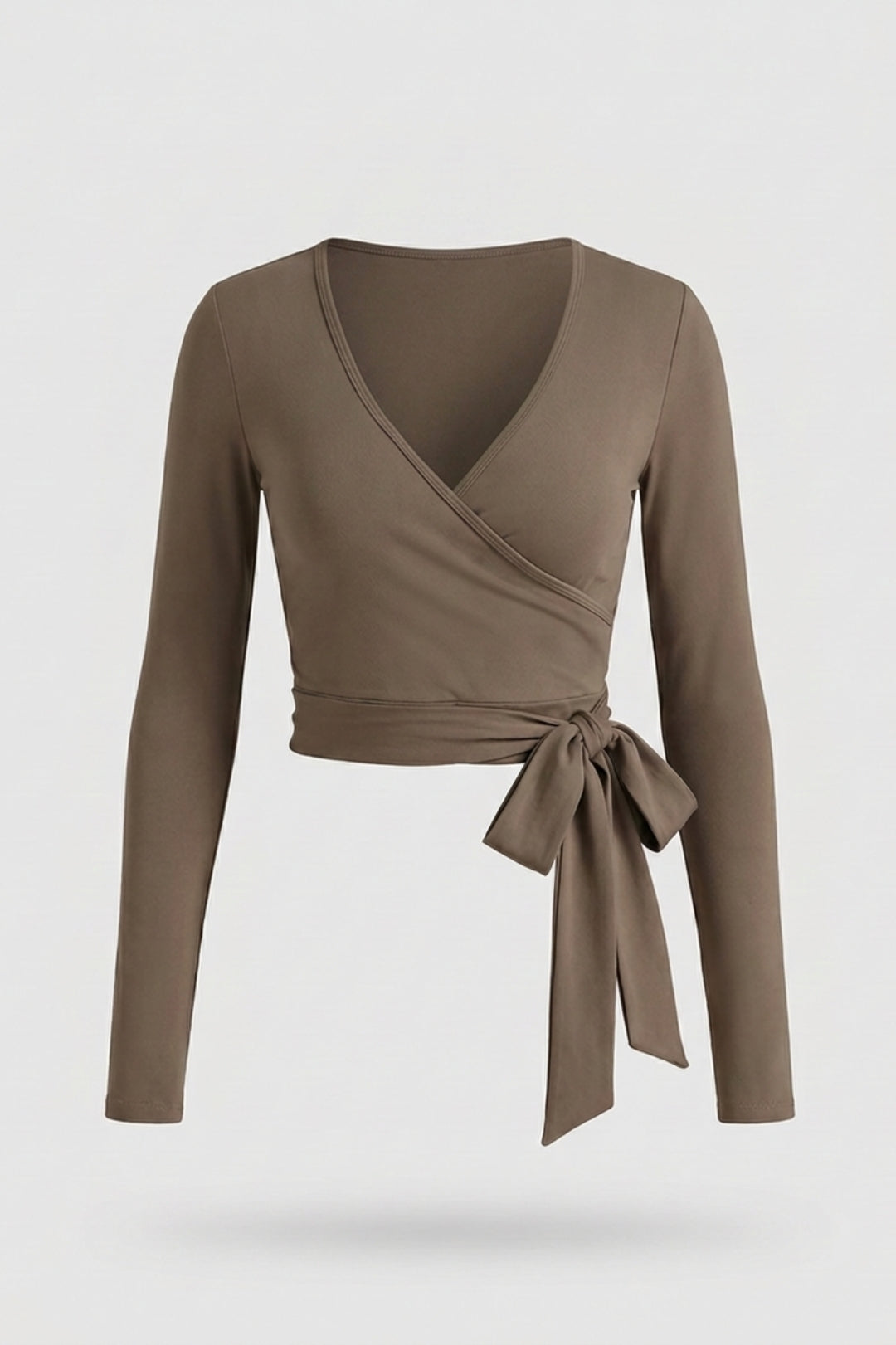 Dames Wikkel Top | Strikdetail | Cropped Long Sleeve Top