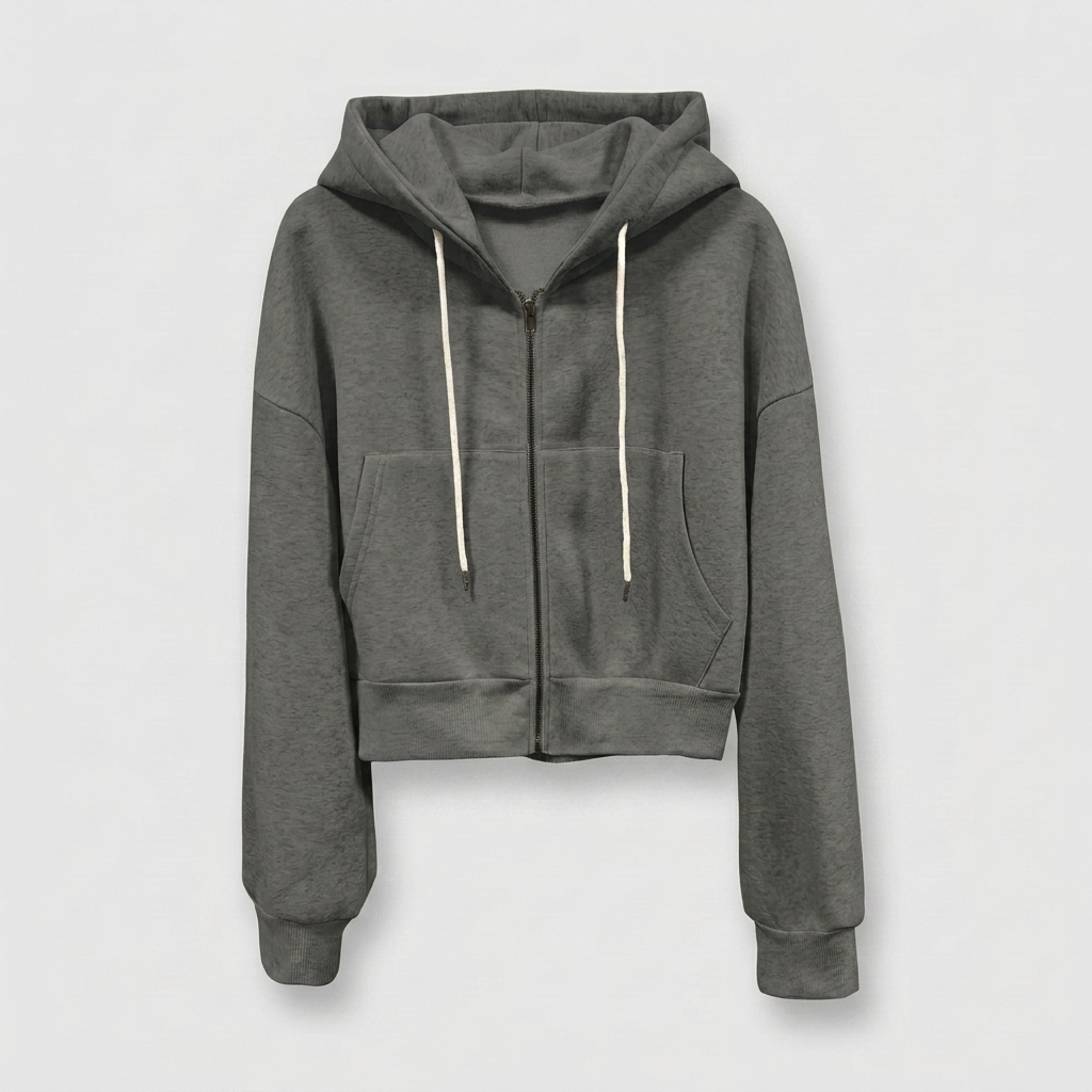 Women's Hoodie Jacket | Cropped Fit | Navy Blue Zip-Up Hoodie