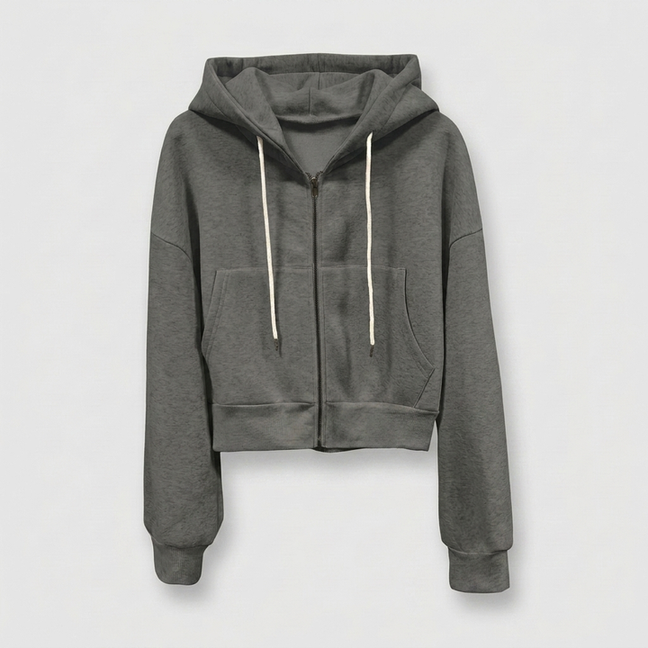 Women's Hoodie Jacket | Cropped Fit | Navy Blue Zip-Up Hoodie