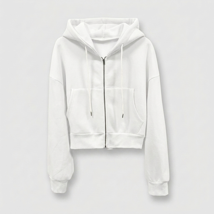 Women's Hoodie Jacket | Cropped Fit | Navy Blue Zip-Up Hoodie