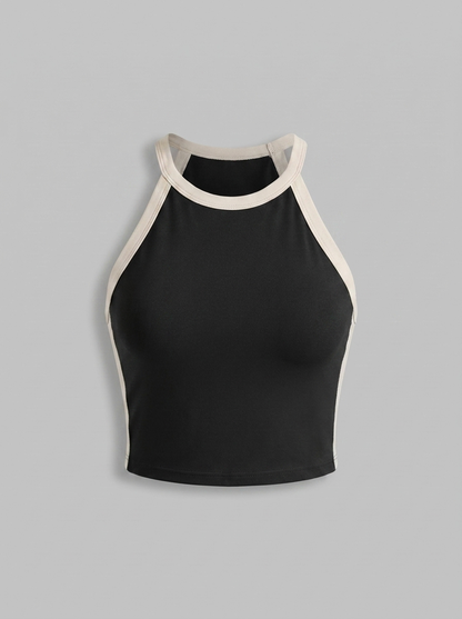 Dames Crop Sport Top | Aansluitende Fit | Contrast Trim Top