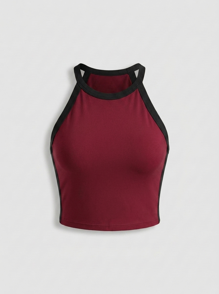 Dames Crop Sport Top | Aansluitende Fit | Contrast Trim Top