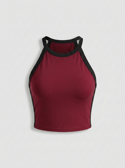 Dames Crop Sport Top | Aansluitende Fit | Contrast Trim Top