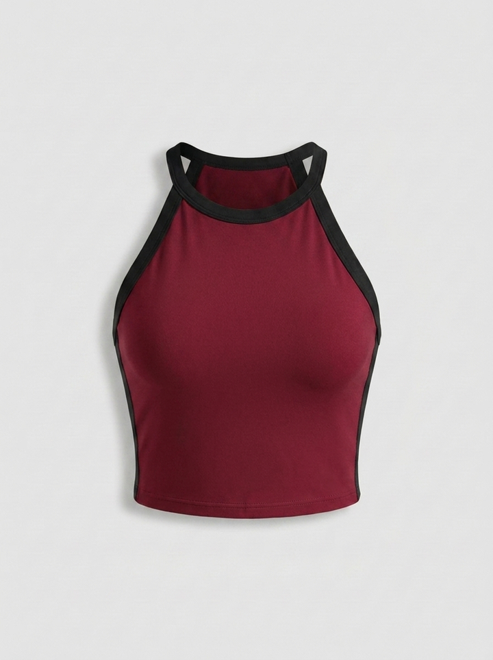Dames Crop Sport Top | Aansluitende Fit | Contrast Trim Top
