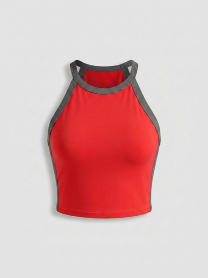 Dames Crop Sport Top | Aansluitende Fit | Contrast Trim Top