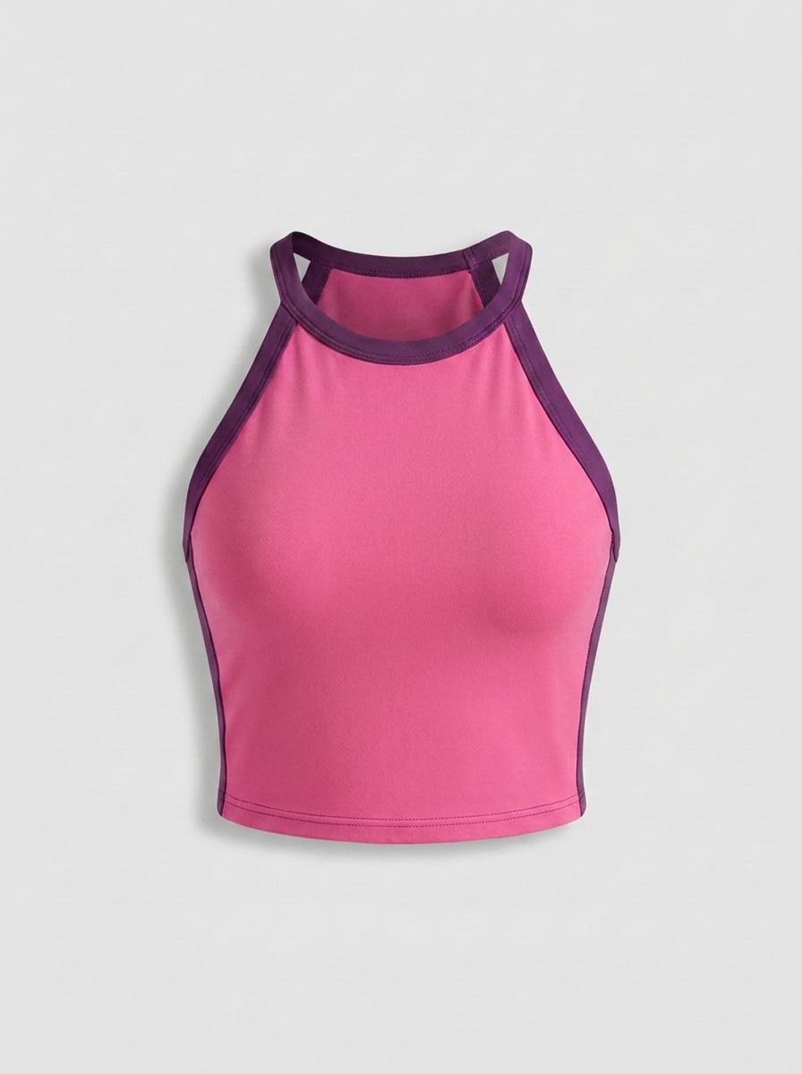 Dames Crop Sport Top | Aansluitende Fit | Contrast Trim Top