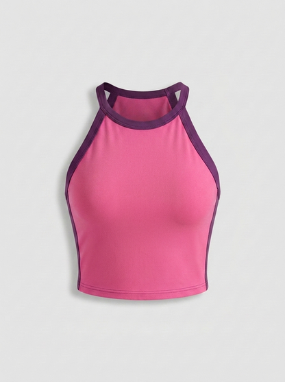 Dames Crop Sport Top | Aansluitende Fit | Contrast Trim Top